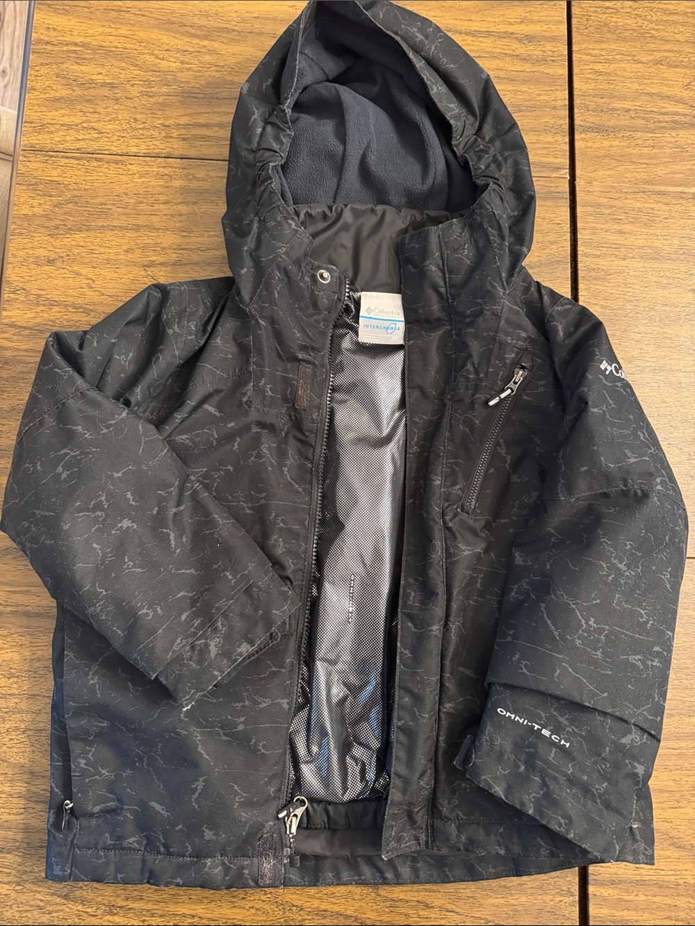 Columbia Black Omni-Tech Kids Hooded Rain Jacket